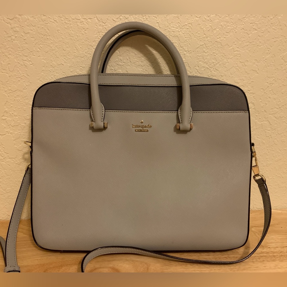 Kate Spade New York Saffiano 13in Leather Crossbody Laptop Bag *damage*